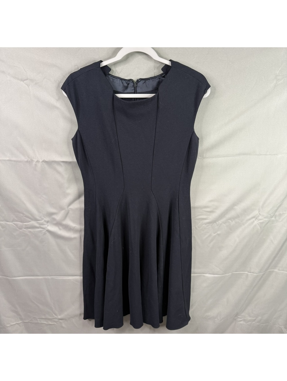 Giorgio Armani Womens 46 IT Navy Pleated Cap Sleeve Dress Made in Italy